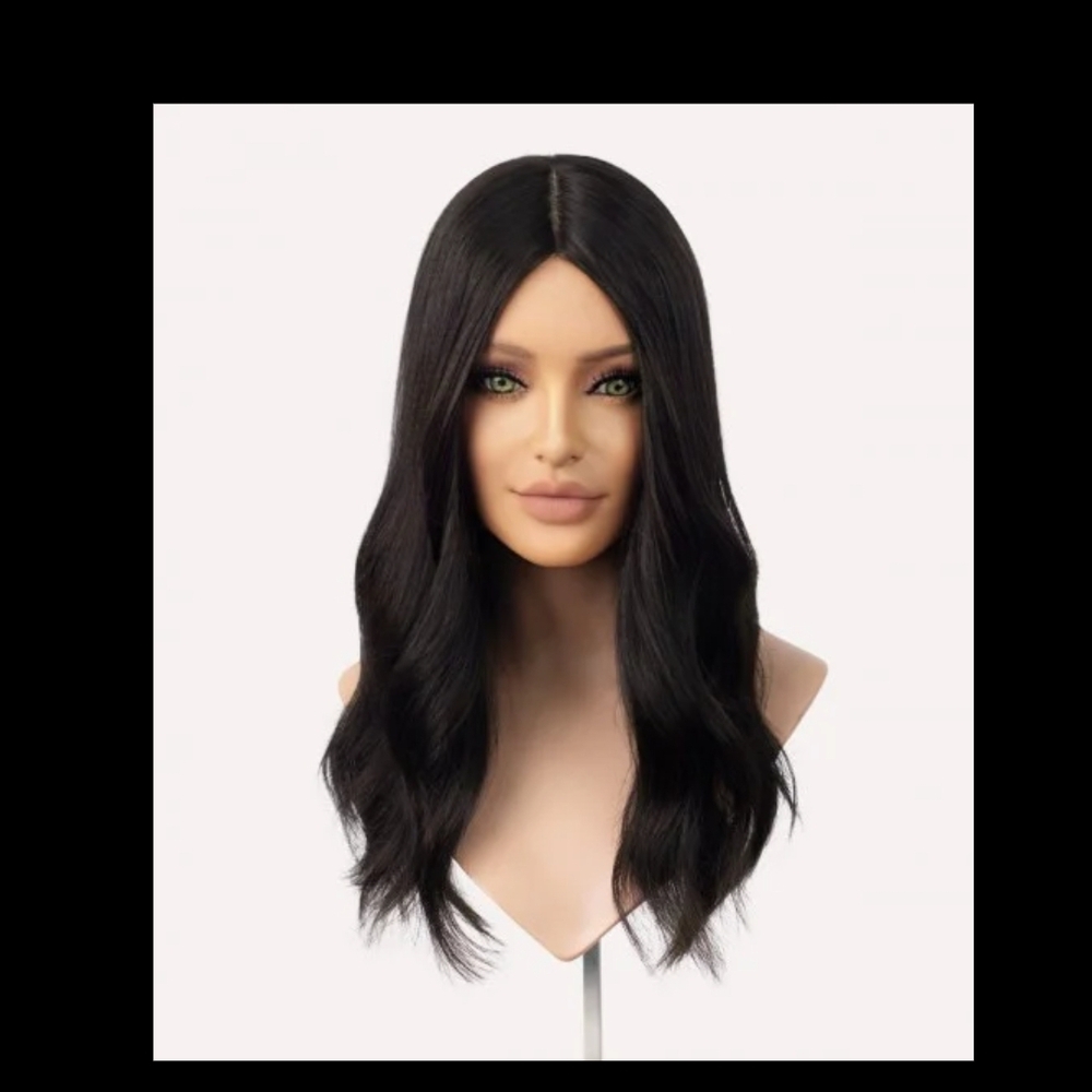 Uniwigs Upgrade Aura Human Hair Topper 14 Inch Natural Black With Brown Shades